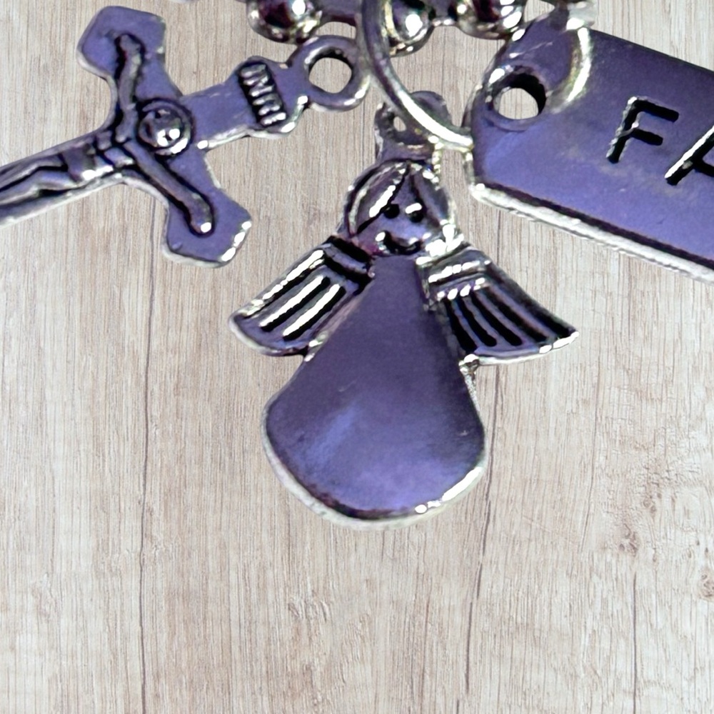 Hand Crafted Necklace Faith Dog Tag Charms Tibetan Pendant Inri Angel Crucifix - Picture 3 of 7
